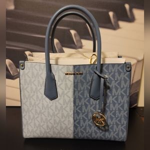 NWT Michael Kors Maple Large Satchel in Denim Multi 38S3G7MS3B Retail $398